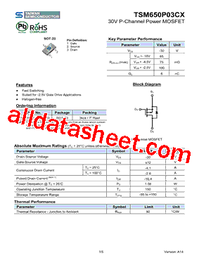 TSM650P03CX型号图片