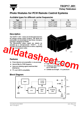 TSOP1740WI1型号图片