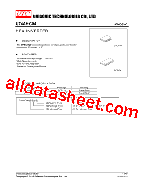 U74AHC04G-S14-R型号图片