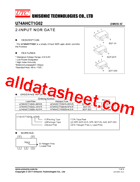 U74AHCT1G02L-AL5-R型号图片