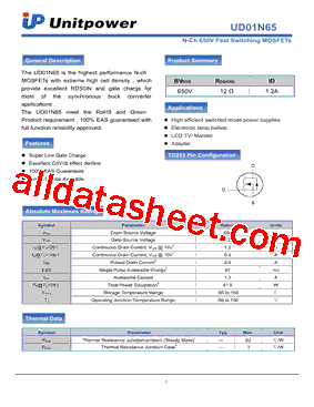 UD01N65型号图片