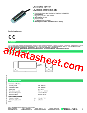 UMB800-18H40-E5-2M型号图片