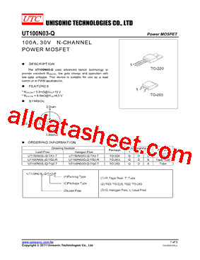 UT100N03-Q型号图片