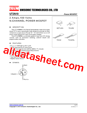 UT2N10G-T92-B型号图片