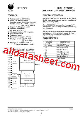 UT62L25616BS-70LLI型号图片