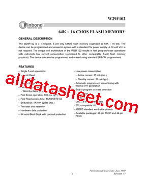 W29F102P-70型号图片