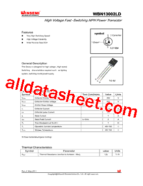 WBN13002LD型号图片