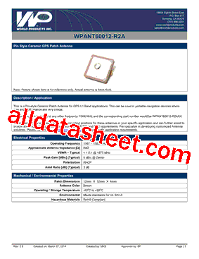 WPANT60012-R2A型号图片