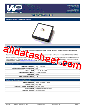WPANT60018-R1A型号图片