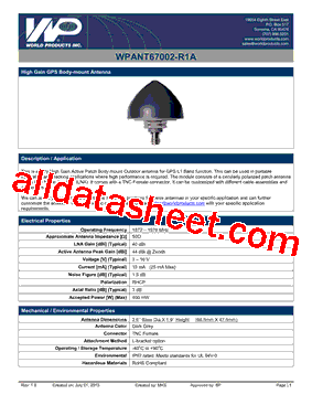 WPANT67002-R1A型号图片