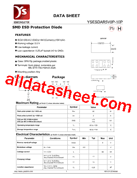 YSESDAR5V0P-10P型号图片