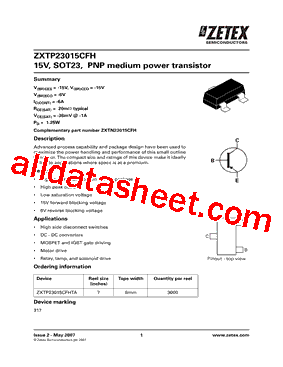 ZXTP23015CFHTA型号图片