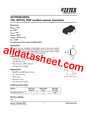 ZXTP25012EFHTA型号图片