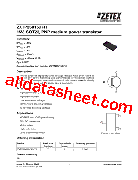 ZXTP25015DFHTA型号图片